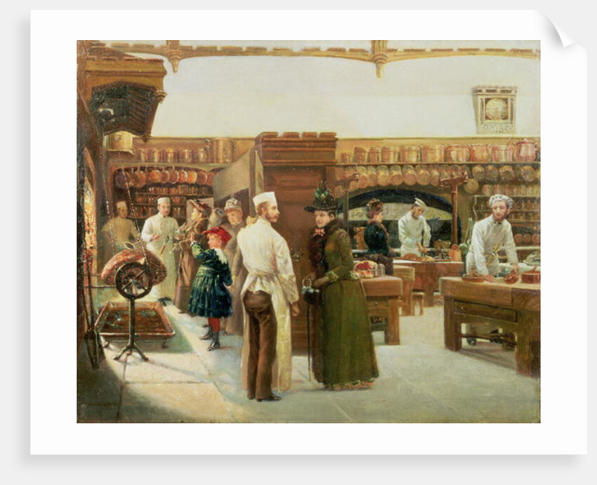 Study of the interior of the kitchen at Windsor Castle with a visit by the Royal Family, 1886 by Frank Watkins
