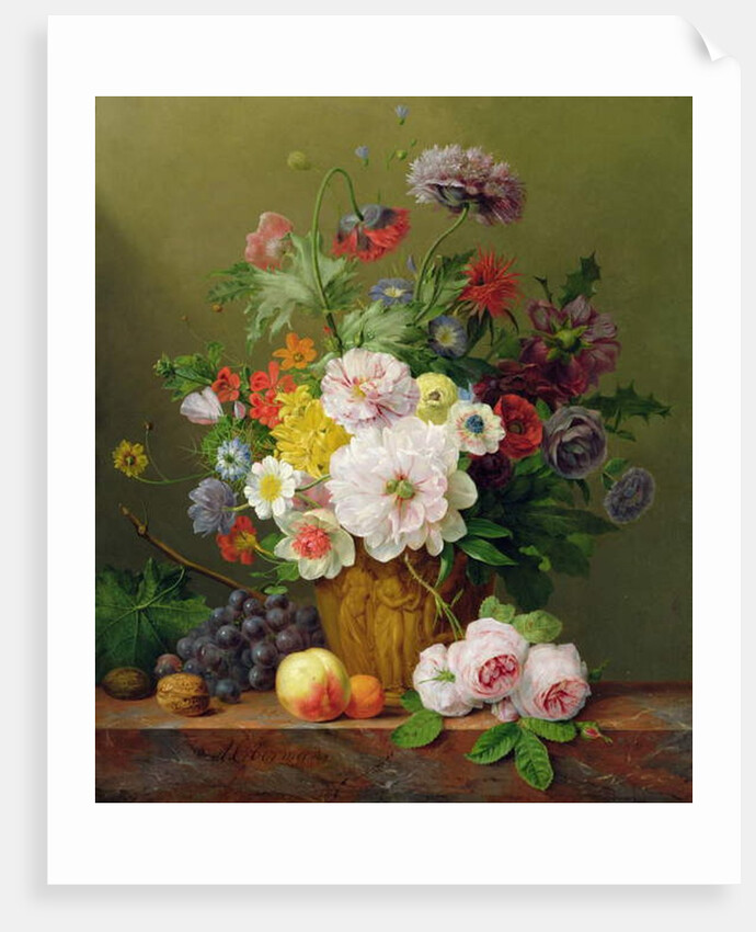 Still Life with Flowers and Fruit by Anthony Obermann