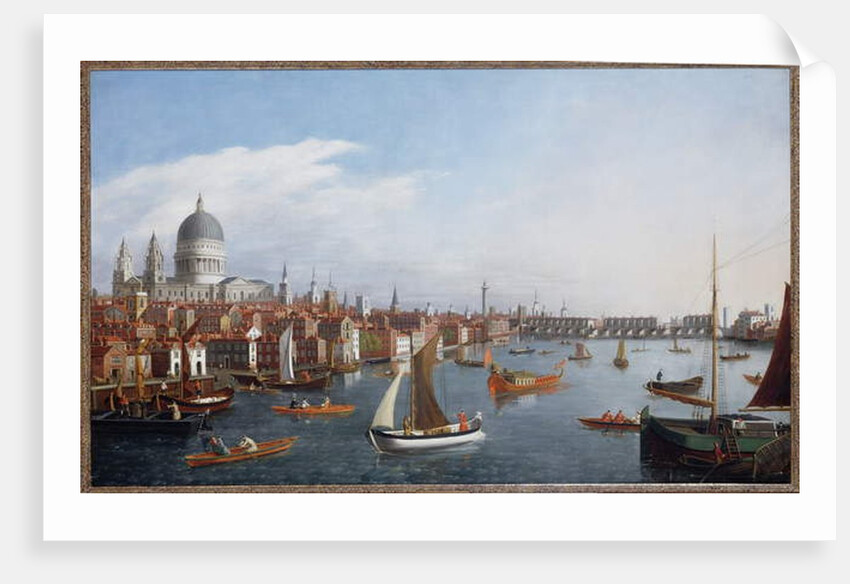 View of the River Thames with St. Paul's and Old London Bridge by William James