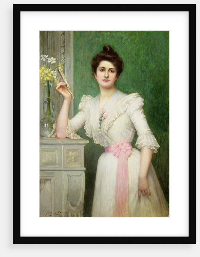 Portrait of a lady holding a fan, 1898 by Jules-Charles Aviat