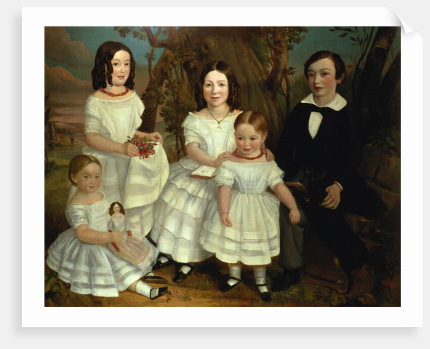 Portrait of a boy and his four sisters, c.1830 by John A. Giles