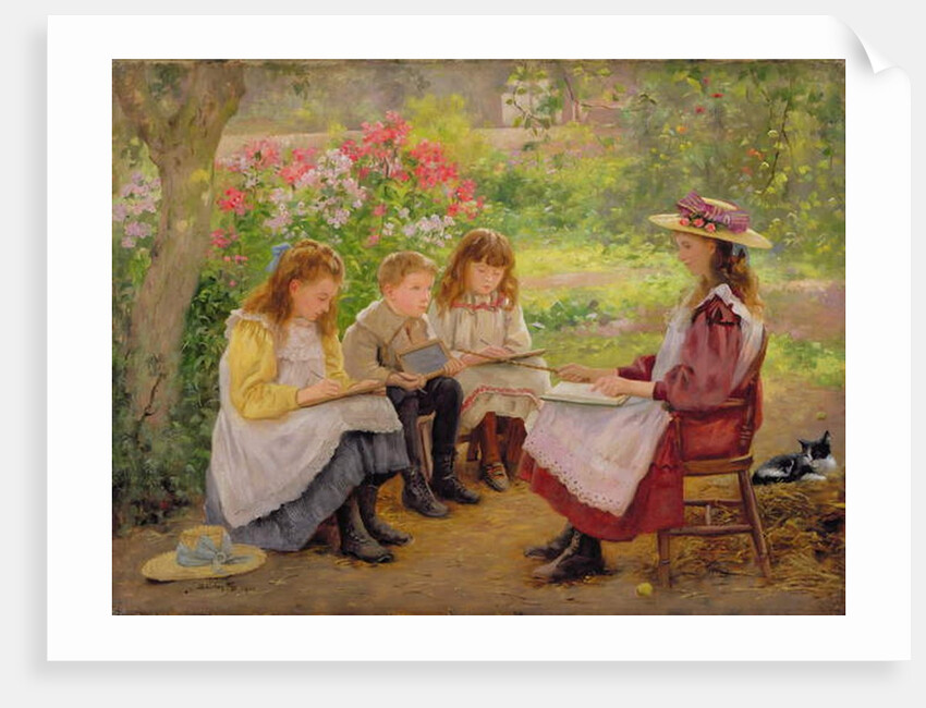 Lesson in the Garden, 1900 by Ada Shirley-Fox