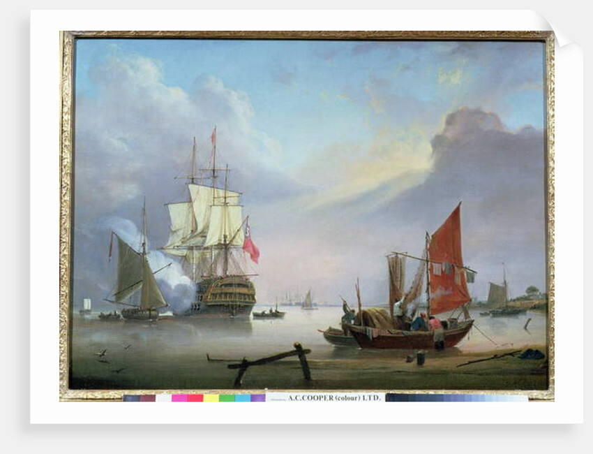 British Man-o'-War off the coast by George Webster