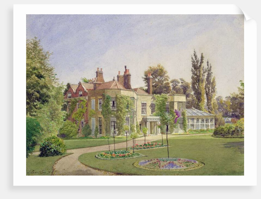 View of the front entrance and garden at Raleigh House, Brixton Hill, Lambeth, 1887 by John Crowther