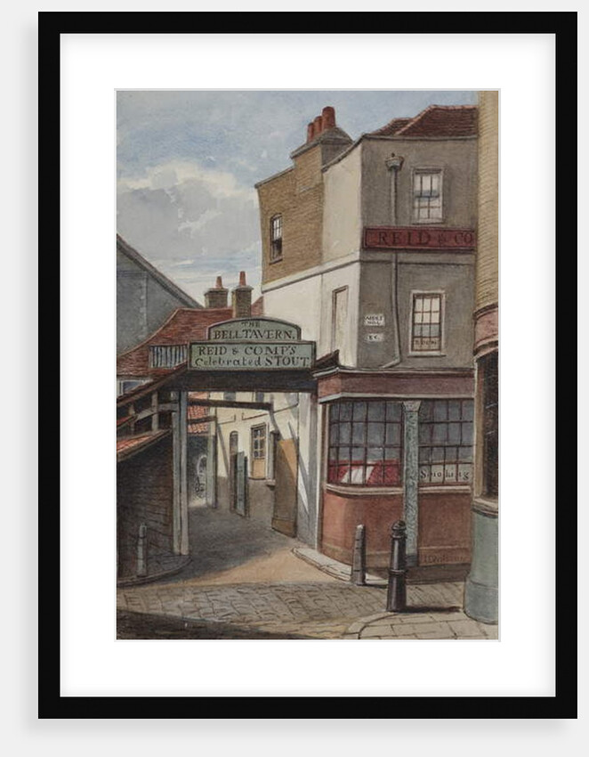 View of Bell Tavern, Addle Hill, showing sign for Reid and Company's celebrated stout, and a kerb post, 1868 by Joseph Thomas Wilson