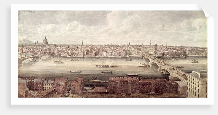 Panoramic view of London looking north between Southwark Bridge and London Bridge, c.1831 by Gideon Yates