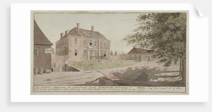 View of an ancient mansion at Greenland Dock in Rotherhithe, Bermondsey, 1796 by English School