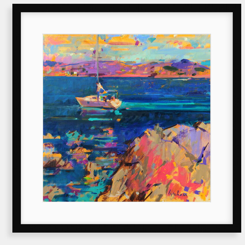 At Anchor, St Tropez Coast by Peter Graham