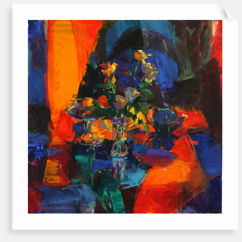 Roses on a Blue Ground by Peter Graham