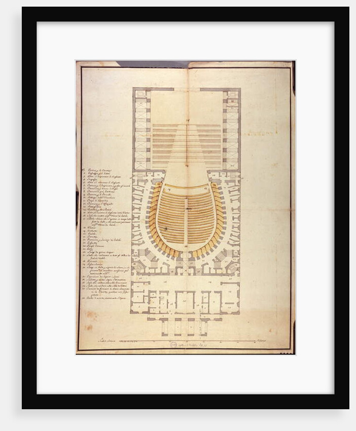 Original drawing of the interior architecture of the Teatro alla Scala, 1778 by Giuseppe Piermarini
