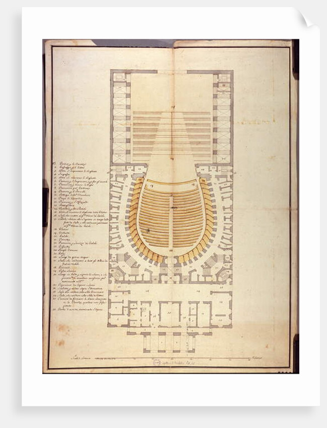 Original drawing of the interior architecture of the Teatro alla Scala, 1778 by Giuseppe Piermarini