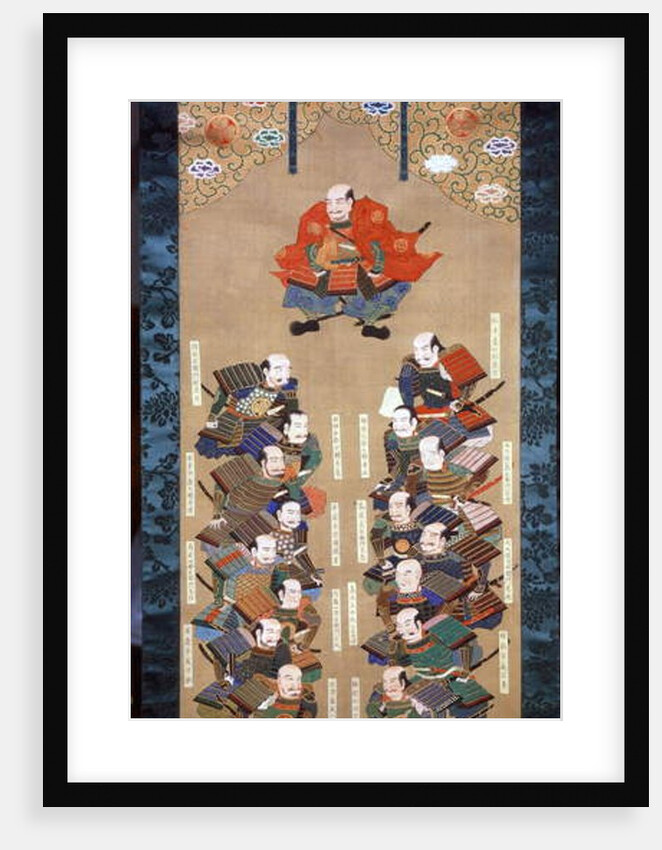 Shogun of the Tokugawa family with the 16 noble Samurai, 17th century by Japanese School
