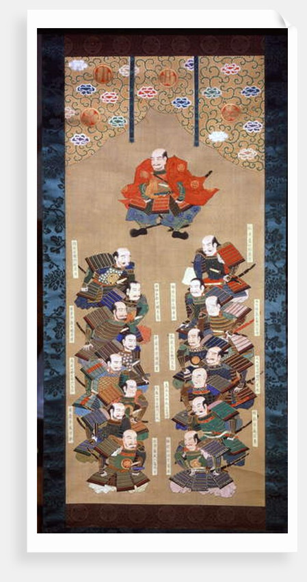 Shogun of the Tokugawa family with the 16 noble Samurai, 17th century by Japanese School