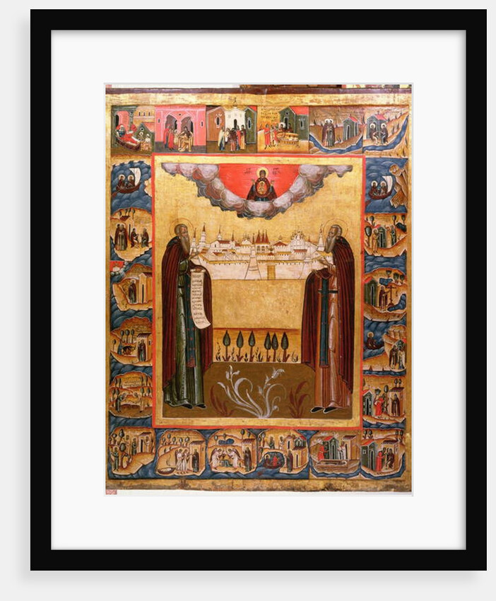 Saints Zosimus and Sabbatheus of Solovetsk with scenes from their lives, 18th century by School Russian