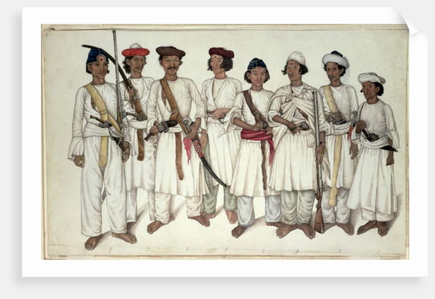 Eight Gurkhas, 1815 by Ghulam Ali Khan