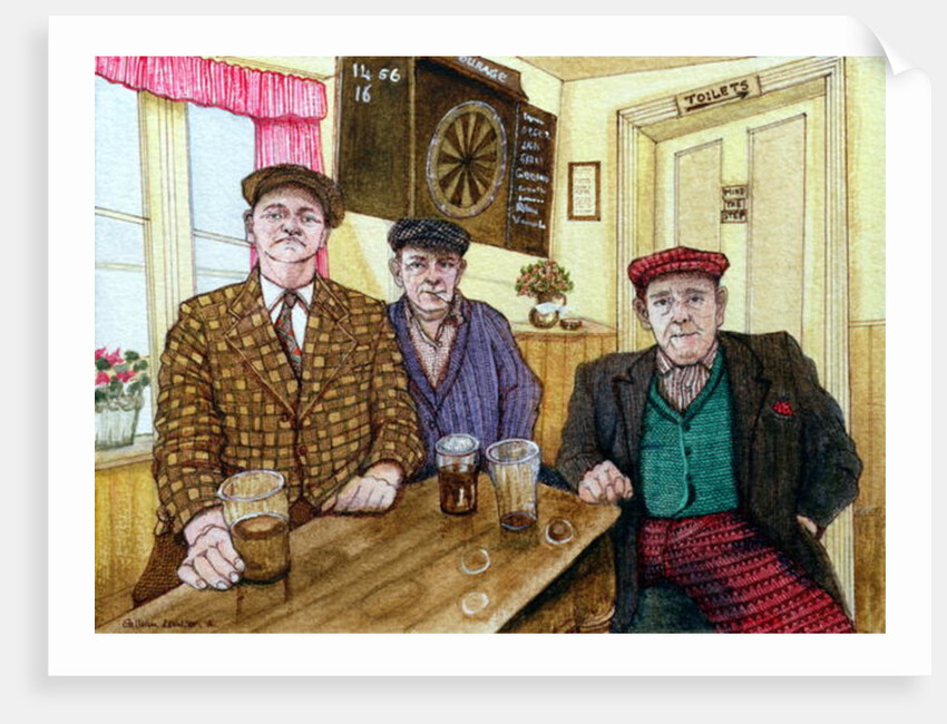 Three Men in a Pub, 1984 by Gillian Lawson