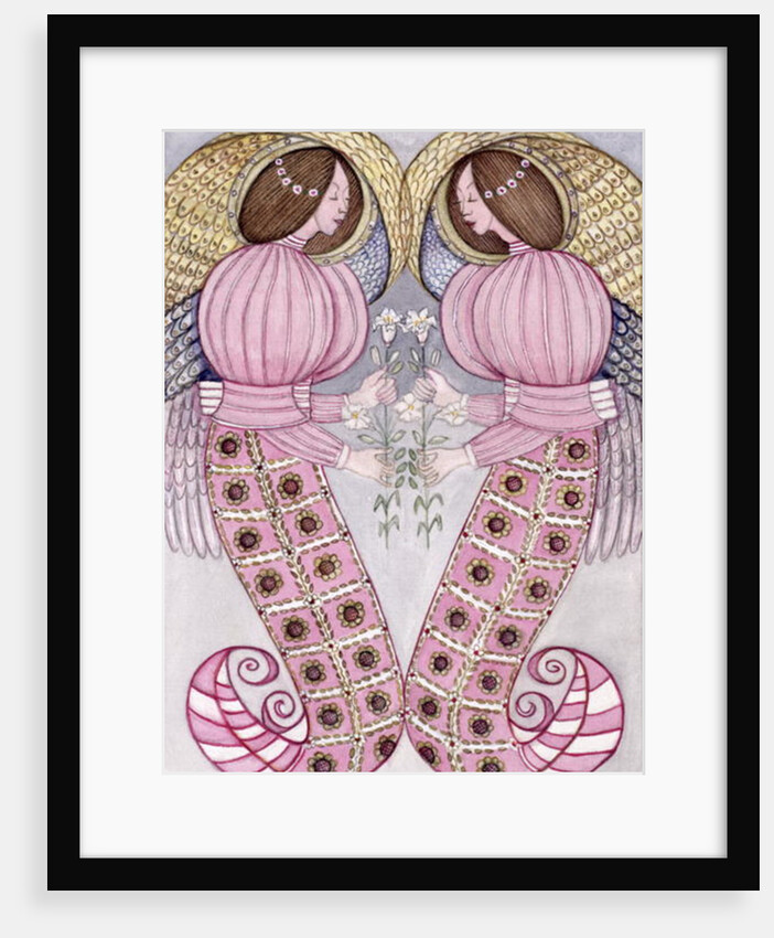 Two angels holding tiger lilies, 1995 by Gillian Lawson