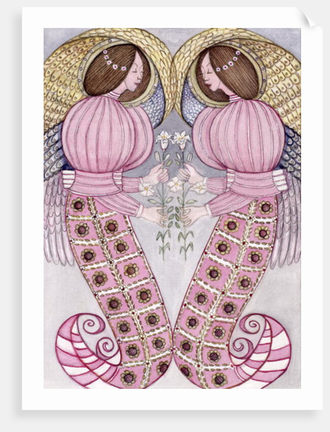 Two angels holding tiger lilies, 1995 by Gillian Lawson