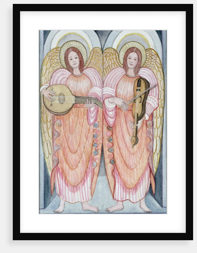 Two angels playing instruments, 1995 by Gillian Lawson