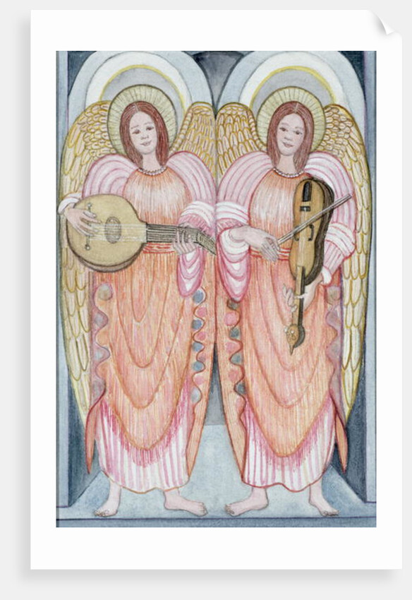Two angels playing instruments, 1995 by Gillian Lawson