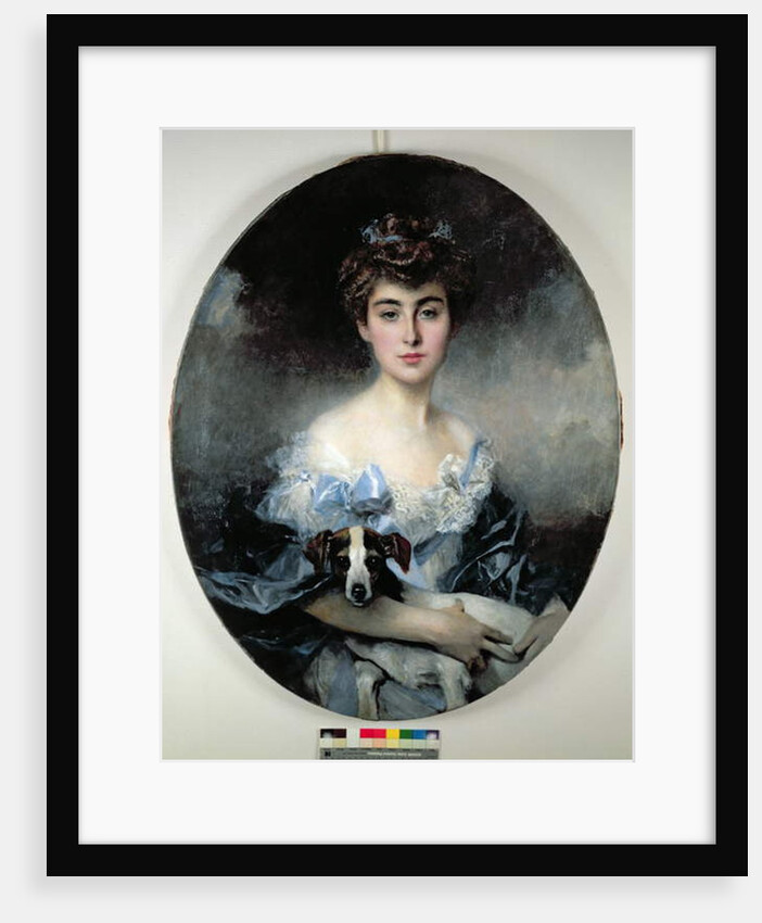 Young Woman with a Dog by Francois Flameng