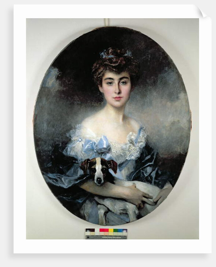 Young Woman with a Dog by Francois Flameng