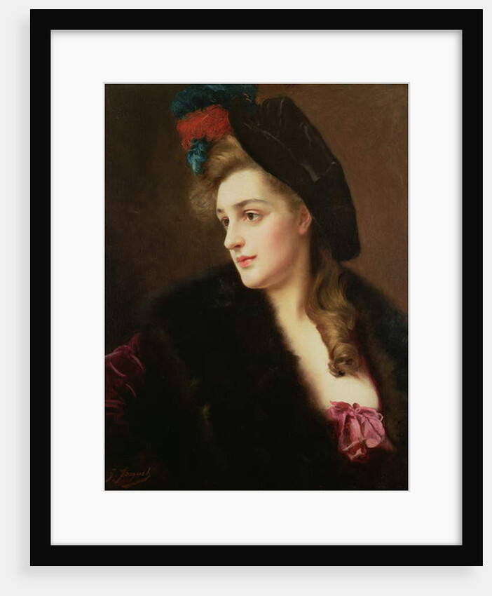 Portrait of a woman in a hat by Gustave Jacquet