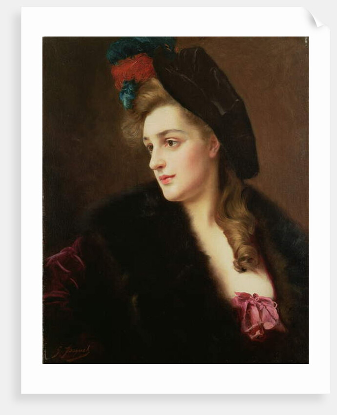 Portrait of a woman in a hat by Gustave Jacquet