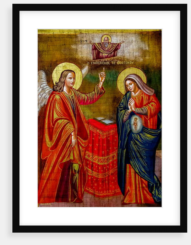 Painting in the Greek orthodox church of the Annunciation, Nazareth, Israel, The Annunciation, 2018 by Anonymous