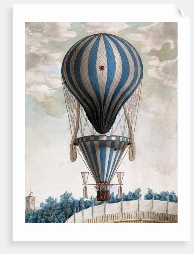 Early Hot Air Balloon in Flight, 1828 by Italian School