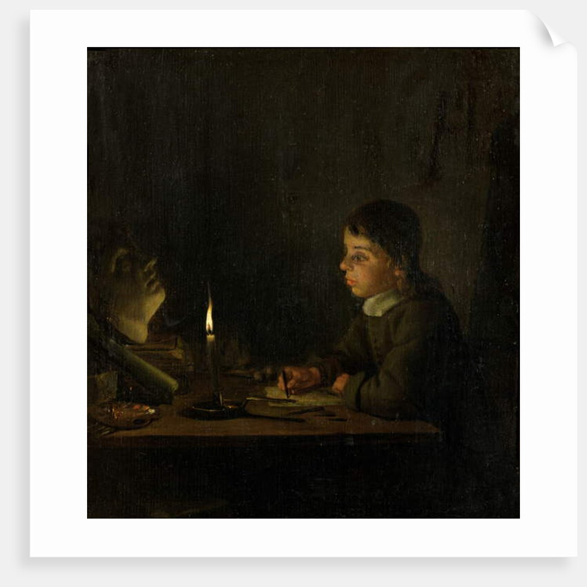Boy Drawing by Candlelight by Godfried Schalken or Schalcken