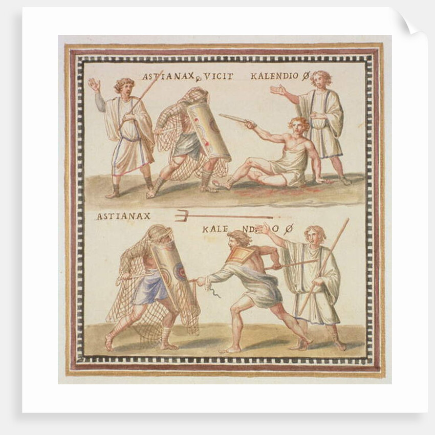 Ms Gen 1496 Plate CXXIV Gladiators, 1674 by Pietro Santi Bartoli