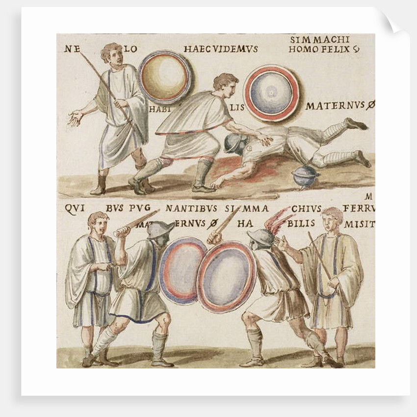 Ms Gen 1496 Plate CXVI Gladiators, 1674 by Pietro Santi Bartoli