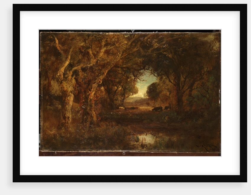 Sunset landscape with trees by William Keith