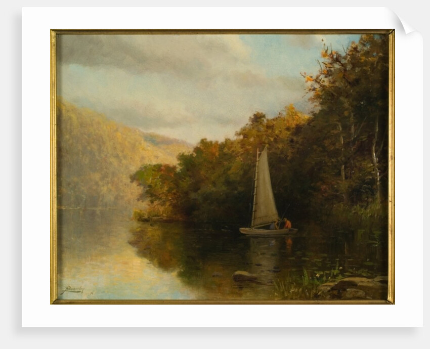 Sailboat on river, c.1875 by Arthur Quartley