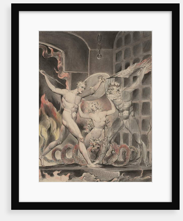 Illustration 2 to Milton's 'Paradise Lost': Satan, Sin, and Death: Satan Comes to the Gates of Hell, 1807 by William Blake
