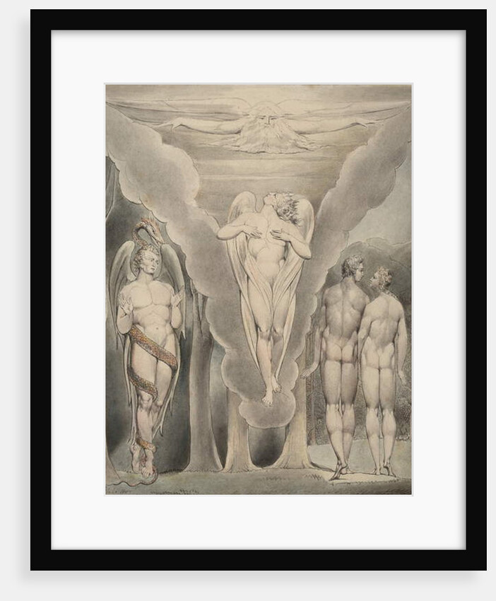 Satan Spying on Adam and Eve and Raphael's Descent into Paradise by William Blake