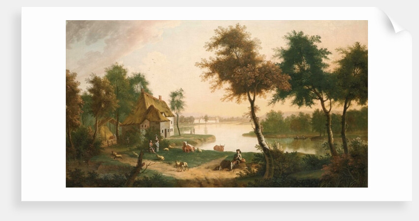 Extensive river landscape with a drover by George of Chichester Smith