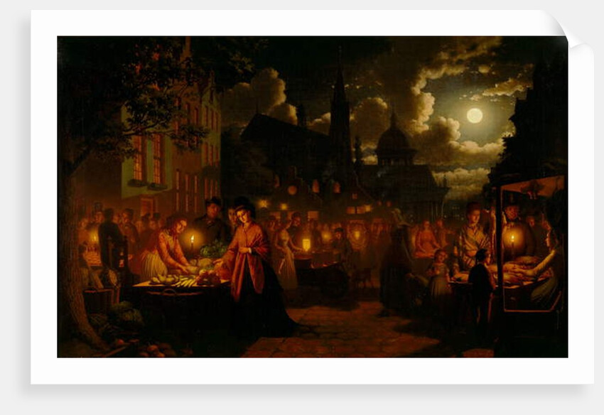 Moonlit Market, 1874 by Johann Mongels Culverhouse