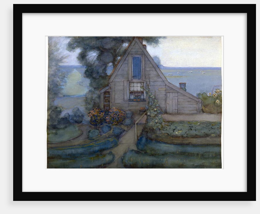 Triangulated Farmhouse Facade with Polder in Blue, c.1900 by Piet Mondrian
