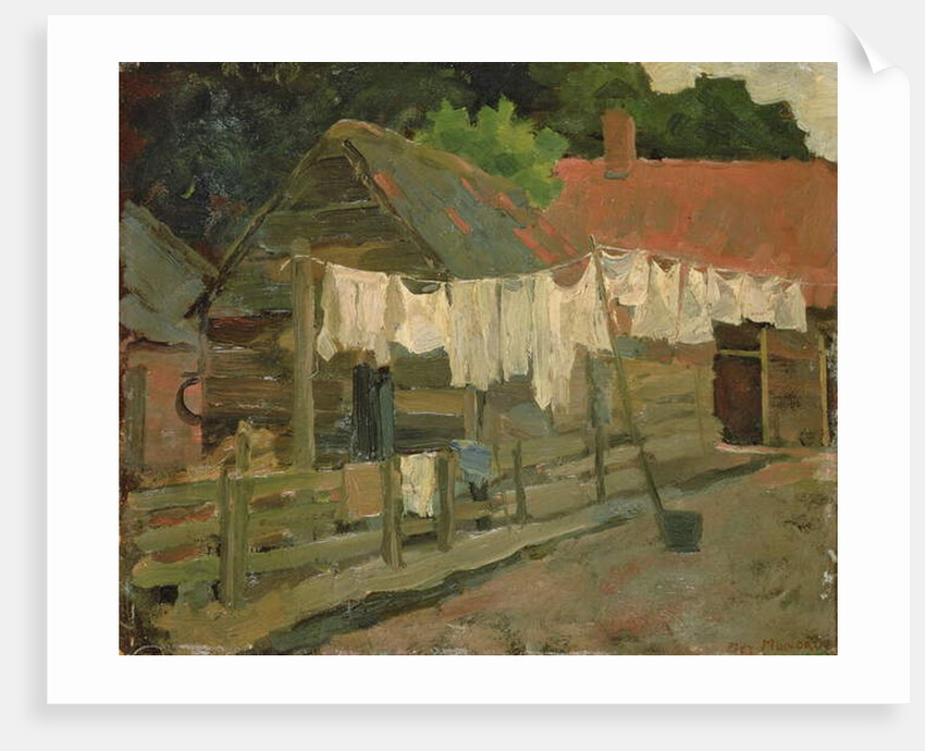 Farmhouse with Wash on the Line, c.1898 by Piet Mondrian