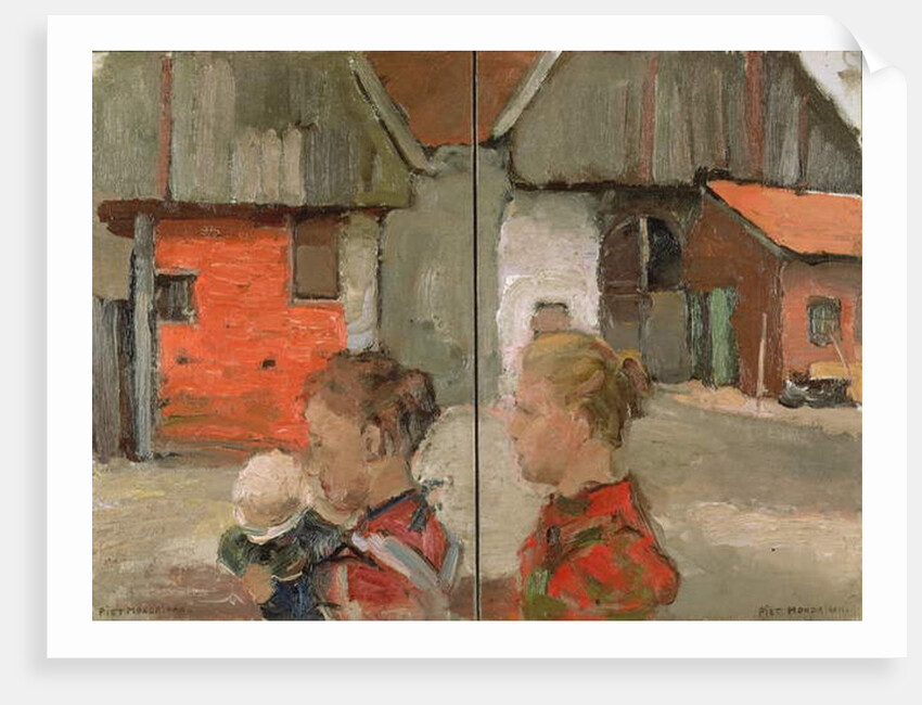Rear Gables of Farm Buildings with Figures, 1898-99 by Piet Mondrian