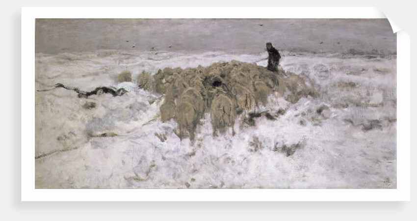 Flock of Sheep in the Snow by Anton Mauve