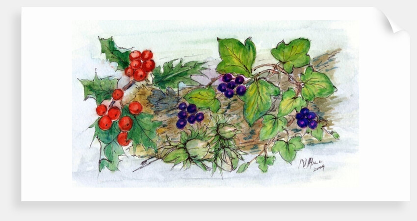 Log of Ivy, Holly and Hazelnuts by Nell Hill