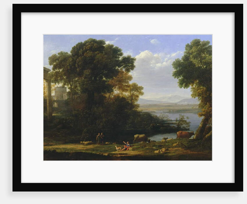 Classical river scene with a view of a town by Claude Lorrain