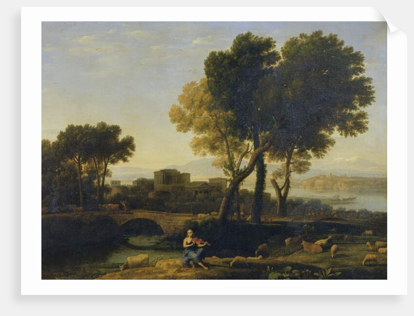 Landscape with Apollo guarding the Cattle of Admetus and Mercury stealing them by Claude Lorrain (1600-82)