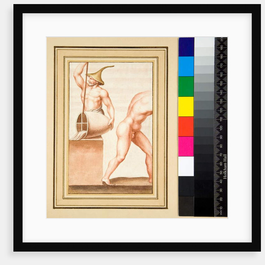 Copy of a mosaic of a Man with pointed cap pouring from vase. by Pietro Santi Bartoli