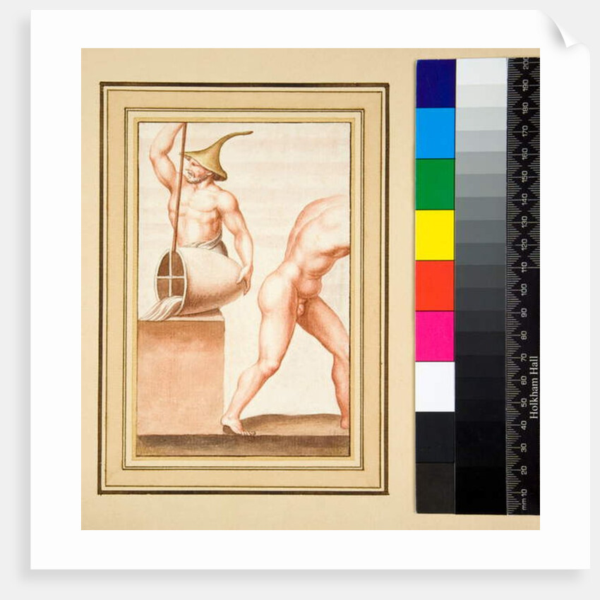 Copy of a mosaic of a Man with pointed cap pouring from vase. by Pietro Santi Bartoli