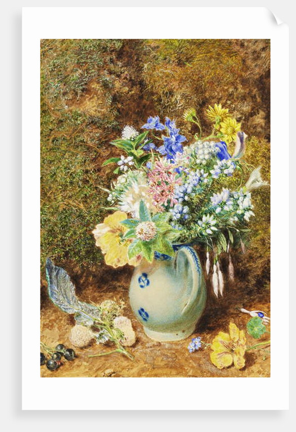 Pale Blue China Jug with Heaths and Small Flowers, c.1860 by William Henry Hunt