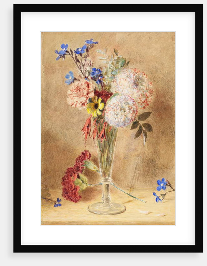 Flowers in a glass vase by William Henry Hunt